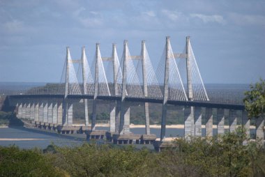 Trenle geçen bir köprü.