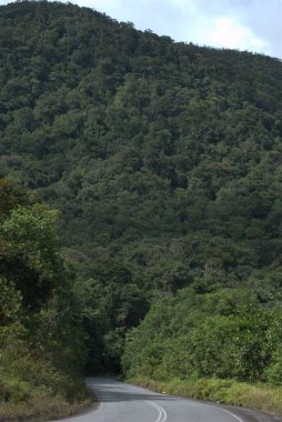 Dağlarda yolu olan güzel bir manzara.
