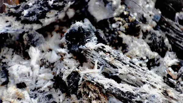 Yangından kalan kömür yığını.