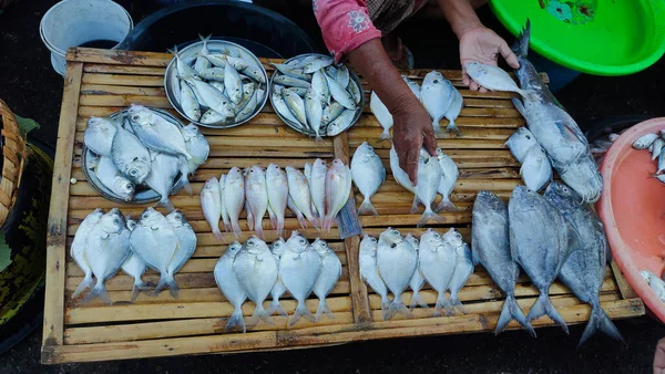 Fresh fish are sold at the market. various fresh fish sold in traditional Indonesian markets.