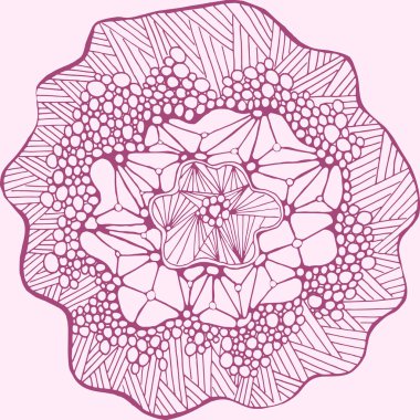 Karalama tarzında mandala yuvarlak süsü.