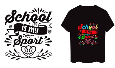 Okul tişörtü tasarım vektör illüstrasyonumu seviyorum.