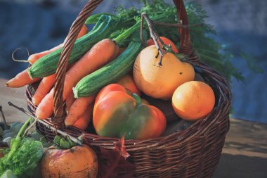 taze sebzeler ve meyveler - sonbahar kompozisyonu