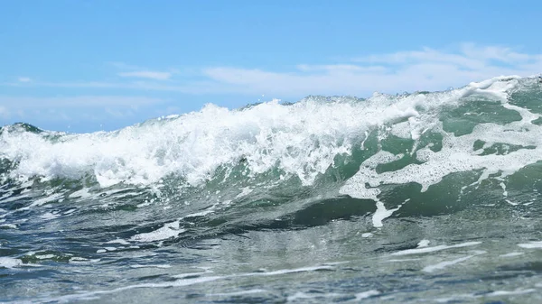 Deniz dalgaları. Güzel deniz manzarası. Panorama. Mavi deniz ve mavi gökyüzü arka planı. Yaz denizi ve mavi gökyüzü.