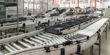 Fabrikada paketleme için modern taşıma hattı