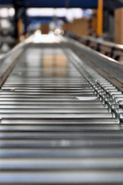 logistic warehouse. packing line in a logistics warehouse. conve