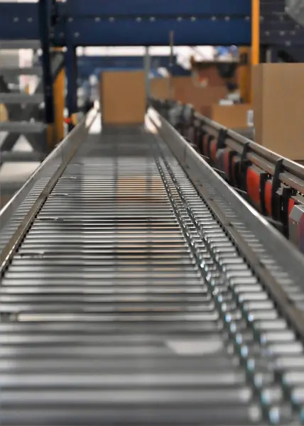 logistic warehouse. packing line in a logistics warehouse. conve