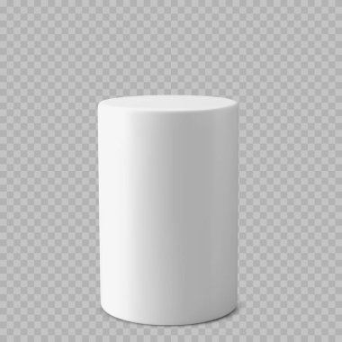 White plinth platformu. Ürün sunumu için 3d yuvarlak boş stand temeli. 