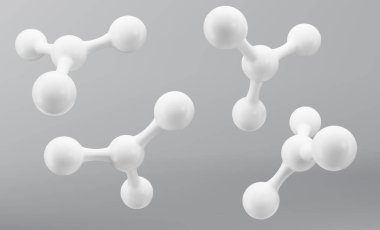 Beyaz molekül ya da atom, soyut temiz yapı. Vektör illüstrasyonu.