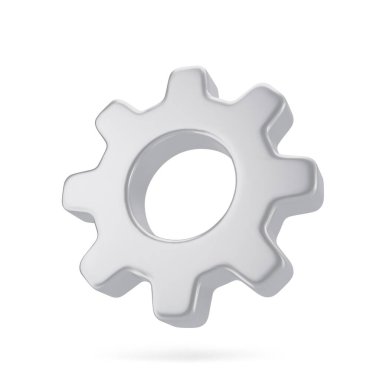 Cogwheel yazılım geliştirme çalışma akışı dönüş mekanizması donanım gerçekçi 3d ikon vektör illüstrasyonu. Endüstriyel optimizasyon iletim mühendisliği onarımı
