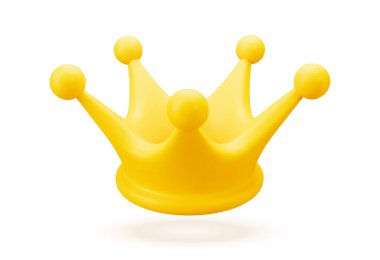 3D Altın Taç Simgesi Beyaz 'da izole edildi. Altın Taç Sembolü oluştur. Gerçekçi Vektör İllüstrasyonu