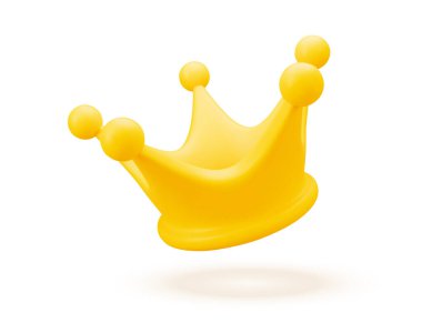 3D Altın Taç Simgesi Beyaz 'da izole edildi. Altın Taç Sembolü oluştur. Gerçekçi Vektör İllüstrasyonu