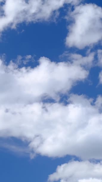 Cumulus Clouds Move Blue Sky Vertical Video — Stock Video