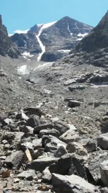 Bir dağ deresi boyunca video. Dikey video