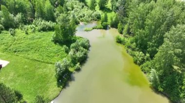 Drone 'un nehir manzarası. Kırsal