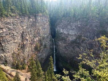 Wells Gray Provincial Park, British Columbia, Kanada 'daki Spahat Creek Falls' un güzel manzarası.