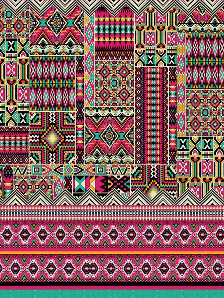 stock image Indian Dupatta Kantha embroidery artwork carpet for digital textile print. Fancy Rug Digital seamless geometric background Design pastel color. Retro Kurtis Vintage Carpet Print Design Illustration.