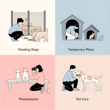 Vibrant Pet Care Scenes: A Celebration of Love and Responsibility for Animals clipart