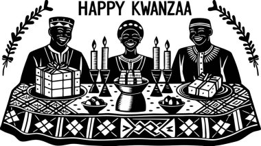 Mutlu Kwanzaa vektör düz illüstrasyon