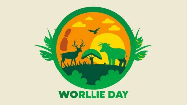 World Animal Day and world wildlife with a green globe , clipart