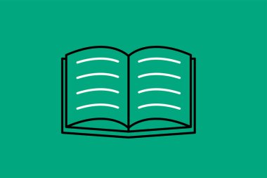Açık kitap simgesi, vektör illüstrasyonu. Düz tasarım biçimi, EPS 10