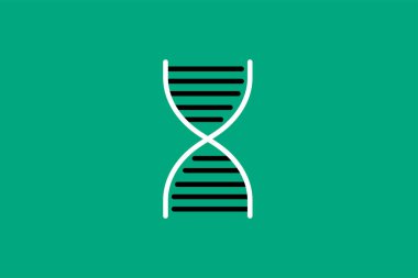 Yeşil arkaplanda izole edilmiş modayı takip eden DNA simgesi. Vektör illüstrasyonu.