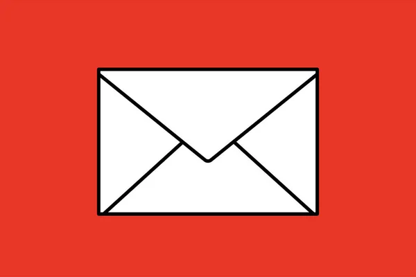 Envelope icon on red background. Vector illustration. Eps 10.