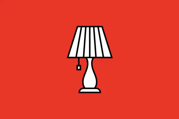 Lamp icon on red background. Flat style. Vector illustration.
