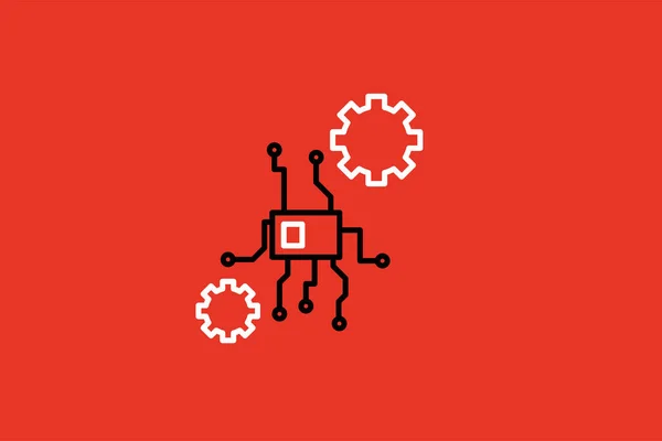 Circuit technology logo vector icon illustration. Cogwheel and gear