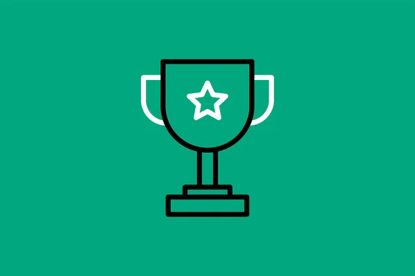 Trophy cup icon in flat style on green background. Vector illustration.