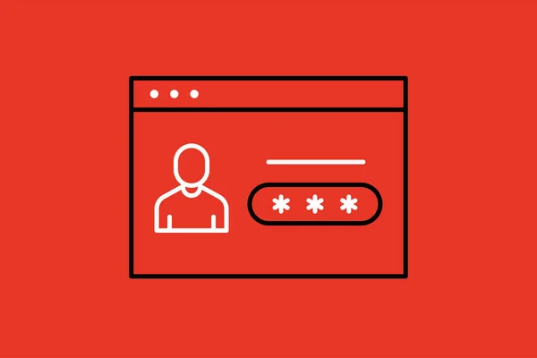 Login icon in trendy flat style isolated on red background. Vector illustration.