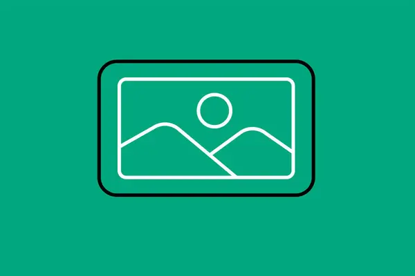 Picture icon in line style. Picture vector illustration on green background.