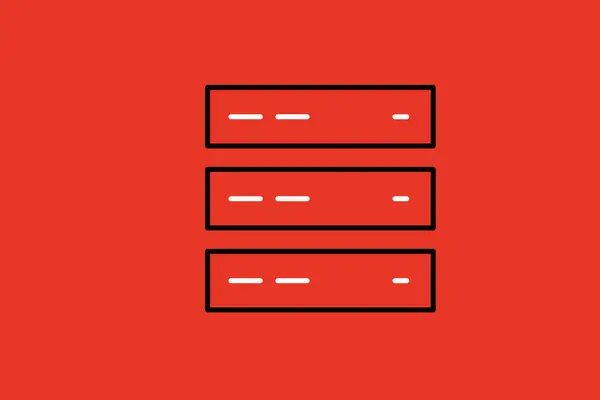 Line icon of database. Vector illustration on red background. Eps 10