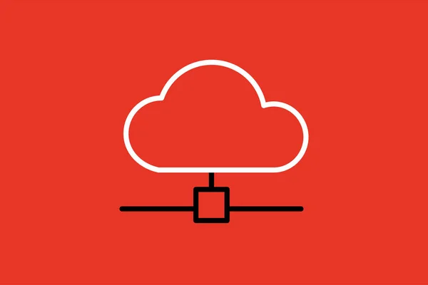 cloud computing concept with red cloud shape icon, vector illustration