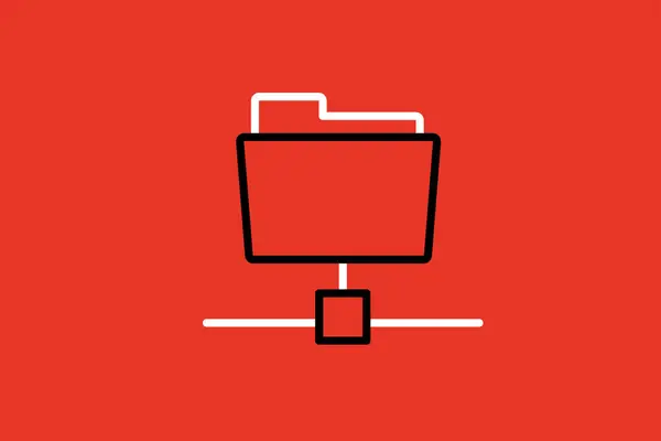 Folder icon. Vector illustration of a folder icon isolated on red background.