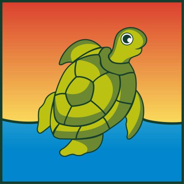 Kaplumbağa tasarımı taşıyıcısı. Vahşi Hayvanlar. Su altı hayvanı. Kaplumbağa simgesi ya da logo. Kolay düzenlenebilir vektör illüstrasyonu.