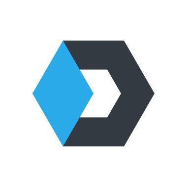 D veya O harfi teknoloji simgesi vektör çokgeni kavramı