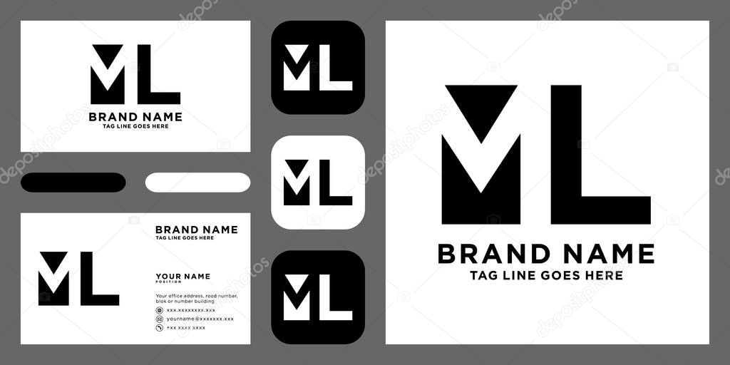 Minimalist abstract letter ML logo. This logo icon incorporate with letter M and L abstract shape in the creative way. It will be suitable for Which company name start m,l.