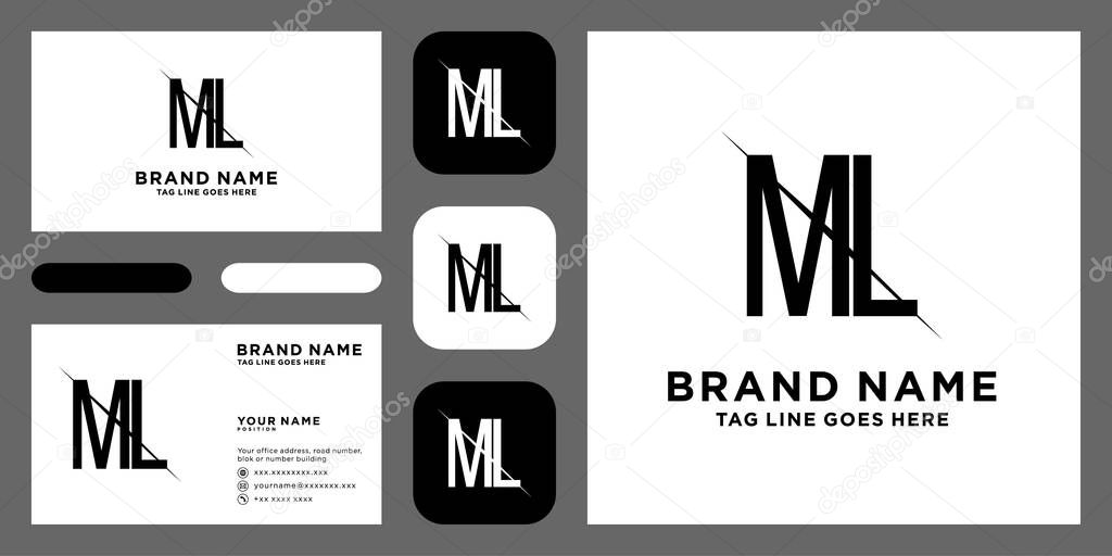 Minimalist abstract letter ML logo. This logo icon incorporate with letter M and L abstract shape in the creative way. It will be suitable for Which company name start m,l.