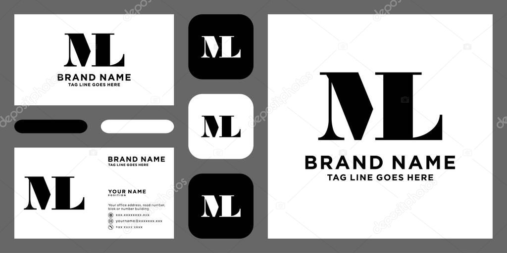 Minimalist abstract letter ML logo. This logo icon incorporate with letter M and L abstract shape in the creative way. It will be suitable for Which company name start m,l.