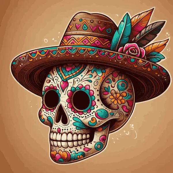 İşinizin logoları için Meksika Şapkalı Kafatası, T-shirt ürünleri, çıkartmalar, etiket tasarımları, posterler, tebrik kartları ve ticari kuruluşlar veya markalar için reklamlar.