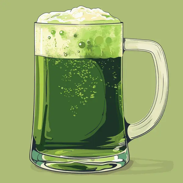 Fun Quirky Patricks Day Green Beer Hrnek Vector Illustration Your — Stockový vektor