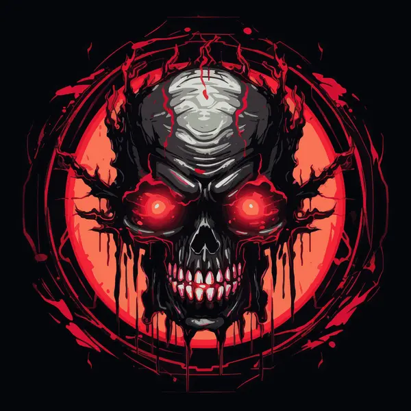 Λάμψη Red Eyed Zombie Skull Halloween Horror Για Λογότυπα Της — Διανυσματικό Αρχείο