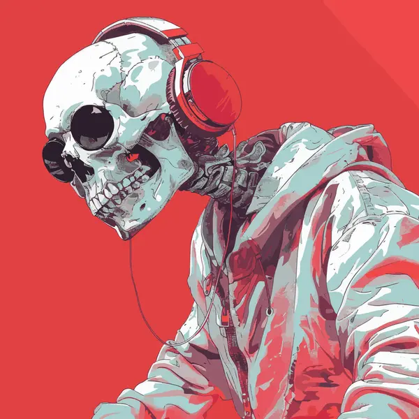 Rap Rhythm Skeleton Vector Illustration — Stock Vector