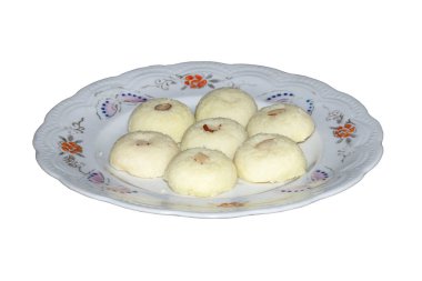 Indian Sweets made from Milk Powder and sugar called as peda or pedha isolated on white clipart