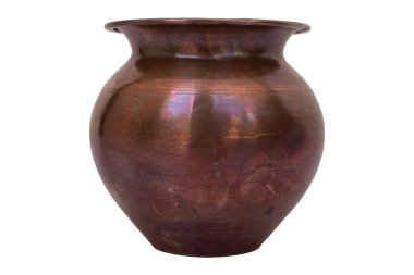 Bakır Kalaş Geleneksel bakır tencere kahverengi tambe ka lota beyaz arka planda izole