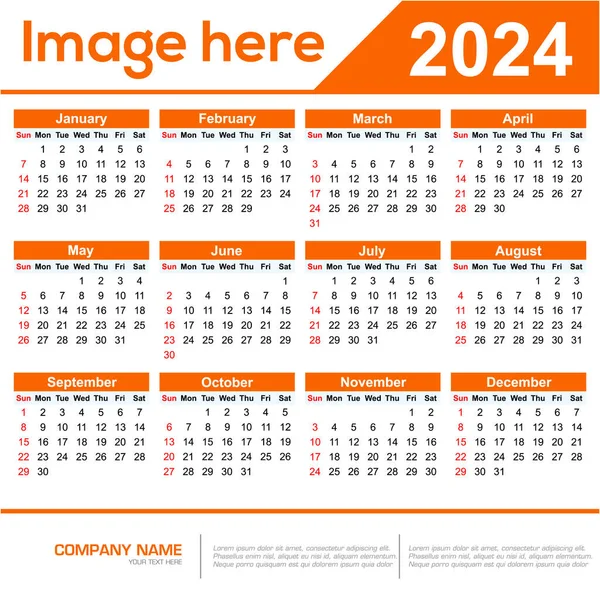 2024 calendar. Week starts Monday. Template of pocket or wall calendars. Layouts for 2024. Organizer with 12 month in English. Vector illustration