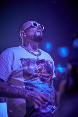 Gue Pequeno Disco PLAZA - Gue Pequeno Teramo - Tortoreto - ITALY - 26 Eylül 2023 Disco PLAZA Cosimo Fini namı diğer Gue Pequeno (Fotoğraf: Mauro Di Bonaventura )