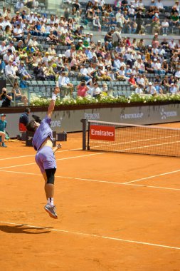 Internazionali BNL D 'Italia 2025 - Beşinci Gün, İtalya - 09 Mayıs: İspanya' dan Carlos Alcaraz, Foro Italico 'da oynanan Singles Internazionali BNL D' Italia 2025 'te Dusan Lajoviç ile maç puanını kutluyor. Fotoğraf: Mauro Di Bonaventura)