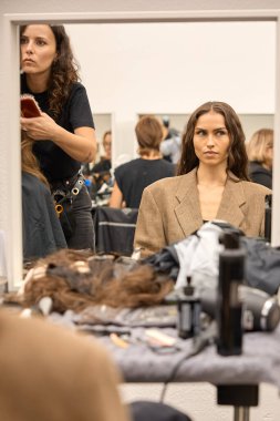 Luisa Spagnoli - Back stage e Front Row - Milan Fashion Week - Womenswear Spring/Summer 2026MILAN, ITALY - SEPTEMBER 27: Lina Taut Dembikova attends the Luisa Spagnoli fashion show during the Milan y. (Photo by Mauro Di Bonaventura)